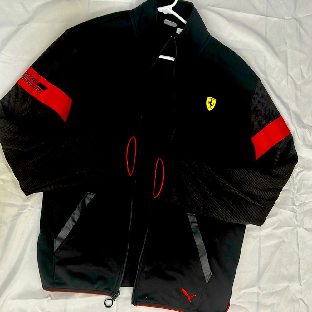 Puma Ferrari jacket trim in red accent